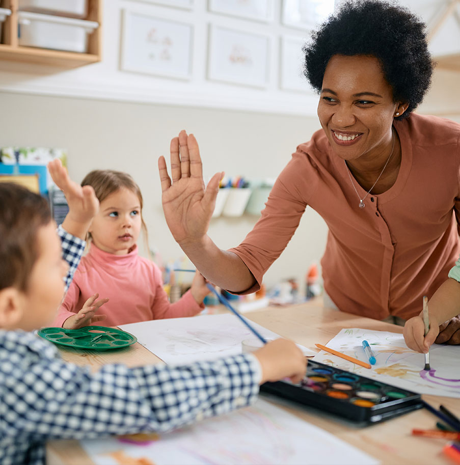 Preschool teacher in the classroom