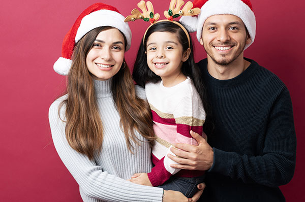 Smiling family celebrating holiday