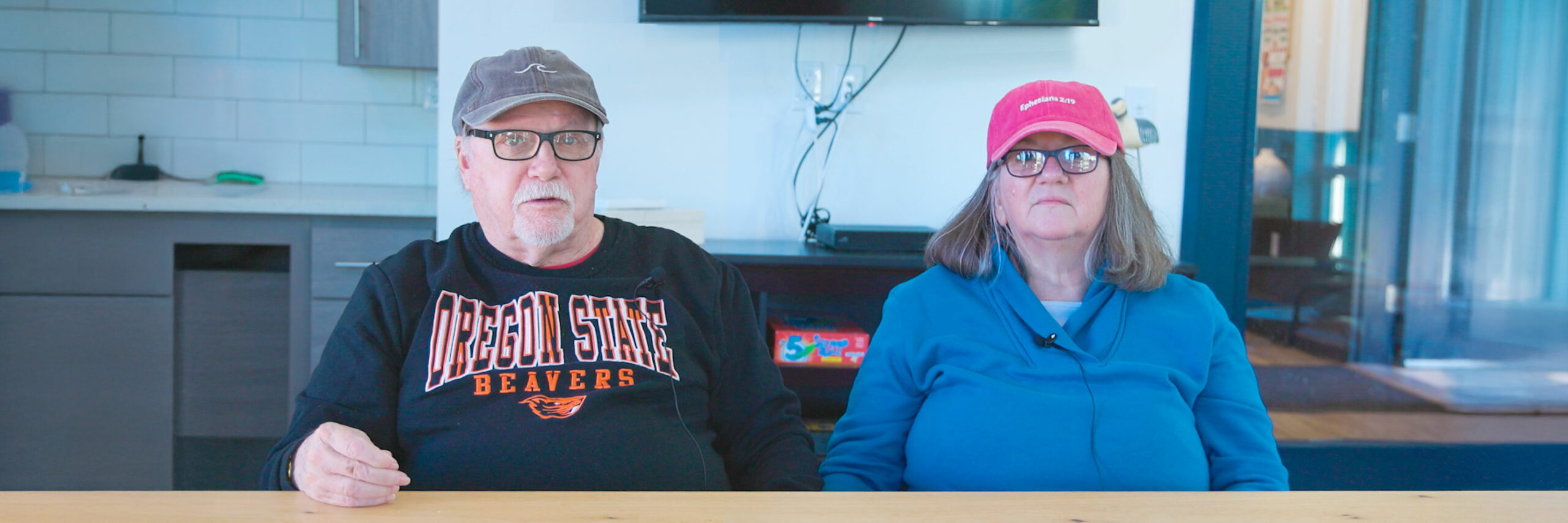 Kevin and Jenise sittin inside the community center